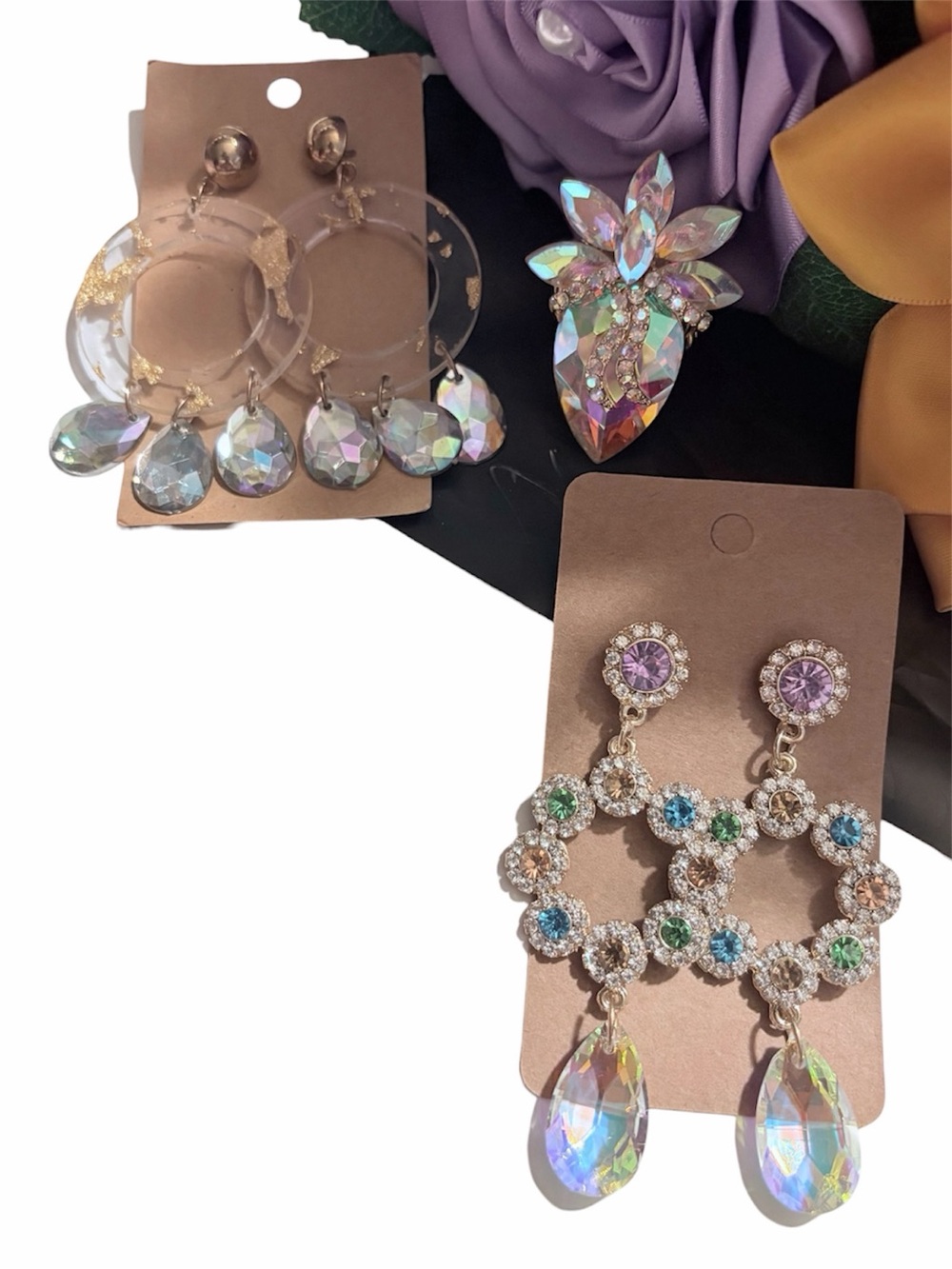 Set-Evening-2 Stud Earrings-1 stretch ring- Ariol Jewelry